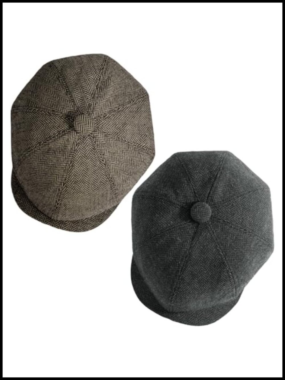 2 Pack Newsboy Caps Wool Blend Men's Hats Herringbone Golf Outdoor